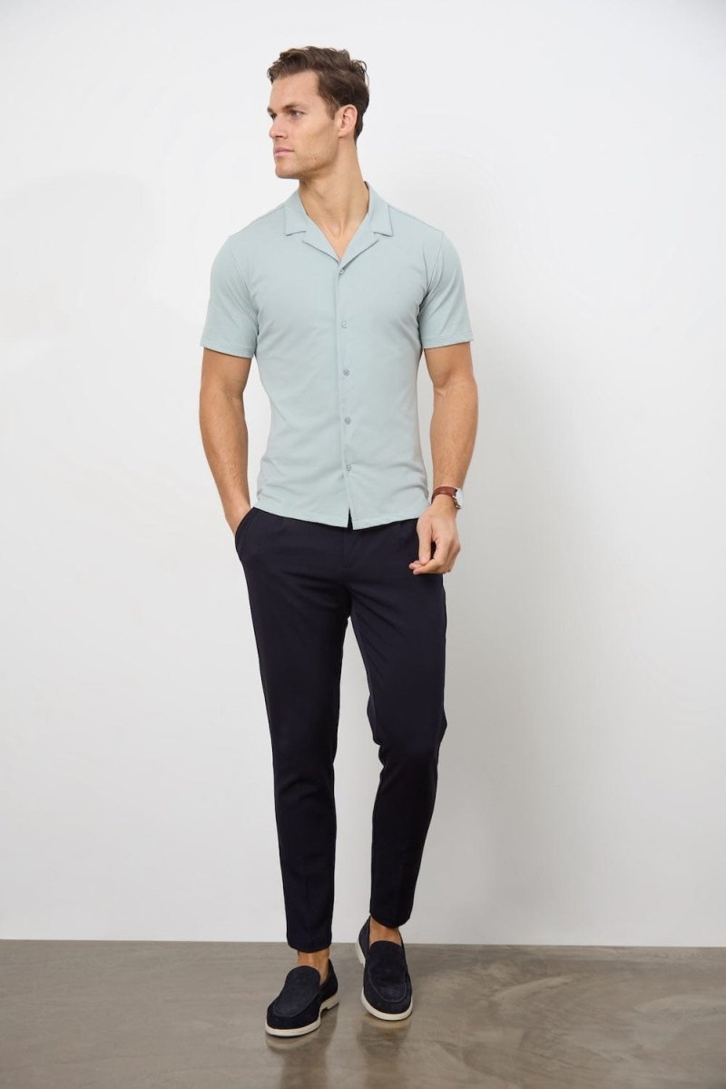 Jersey Cuban Collar Shirt in Sage - TAILORED ATHLETE - USA