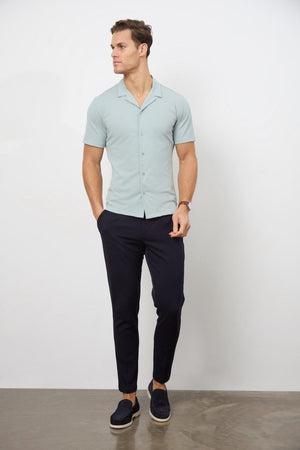 Jersey Cuban Collar Shirt in Sage - TAILORED ATHLETE - USA