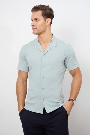 Jersey Cuban Collar Shirt in Sage - TAILORED ATHLETE - USA