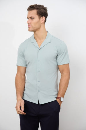 Jersey Cuban Collar Shirt in Sage - TAILORED ATHLETE - USA