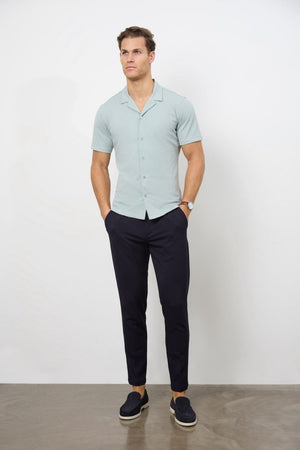Jersey Cuban Collar Shirt in Sage - TAILORED ATHLETE - USA