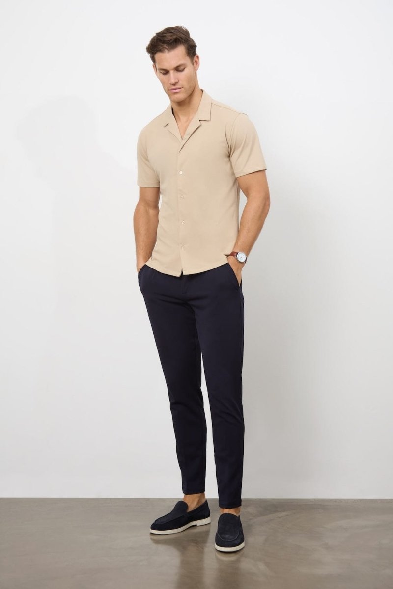 Jersey Cuban Collar Shirt in Stone - TAILORED ATHLETE - USA