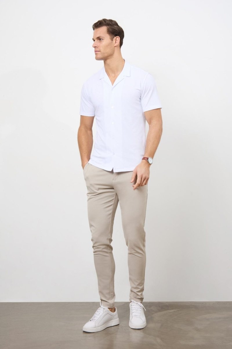 Jersey Cuban Collar Shirt in White - TAILORED ATHLETE - USA