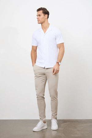 Jersey Cuban Collar Shirt in White - TAILORED ATHLETE - USA