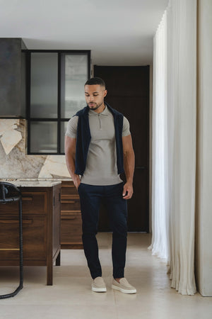 Knitted Half Zip Neck Polo in Dark Sage - TAILORED ATHLETE - USA