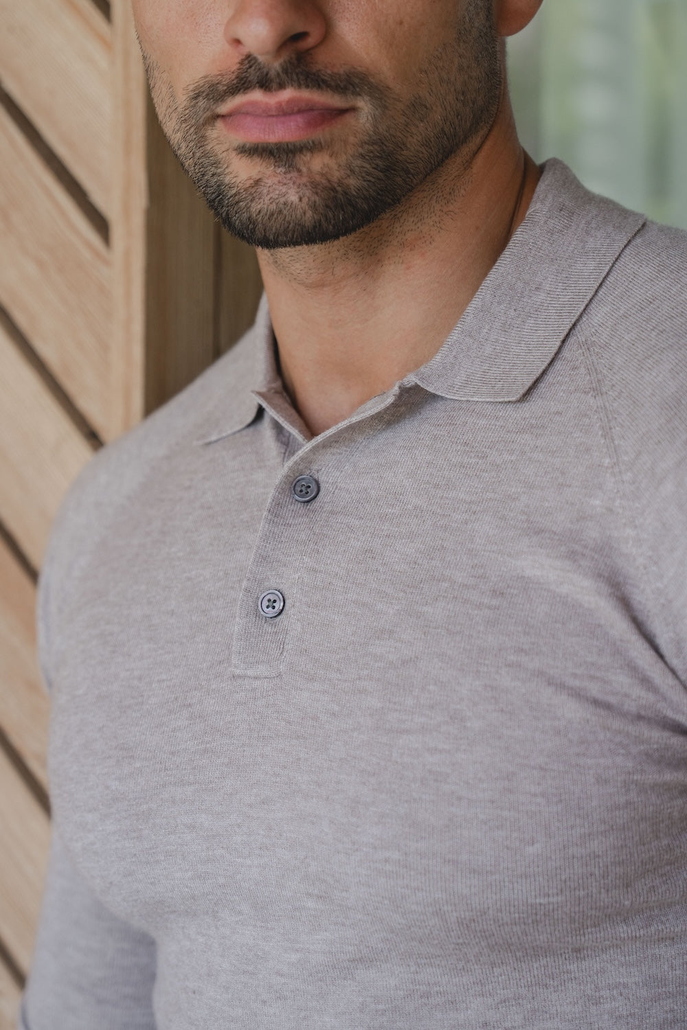 Knitted Polo Shirt in Neutral - TAILORED ATHLETE - USA