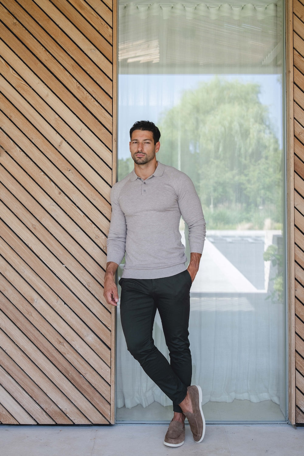 Knitted Polo Shirt in Neutral - TAILORED ATHLETE - USA