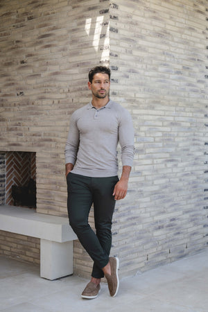 Knitted Polo Shirt in Neutral - TAILORED ATHLETE - USA
