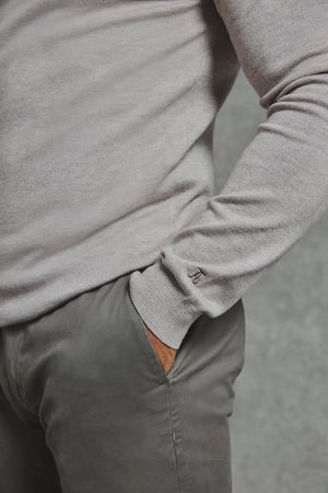 Knitted Half Zip Polo Shirt in Dark Oatmeal - TAILORED ATHLETE - USA