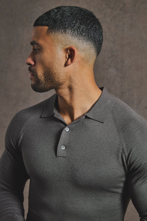 Knitted Polo Shirt in Mocha - TAILORED ATHLETE - USA
