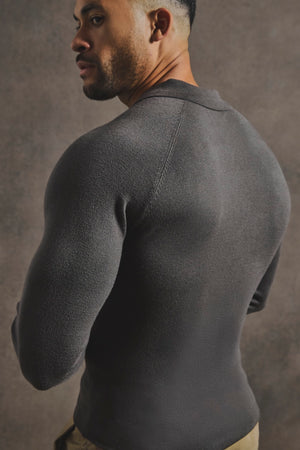 Knitted Polo Shirt in Mocha - TAILORED ATHLETE - USA