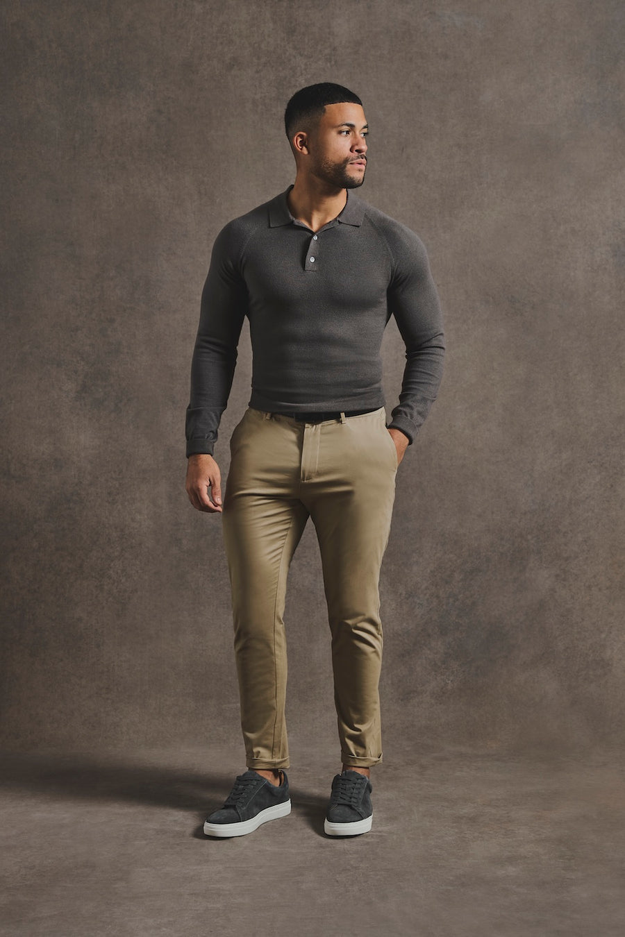 Knitted Polo Shirt in Mocha - TAILORED ATHLETE - USA