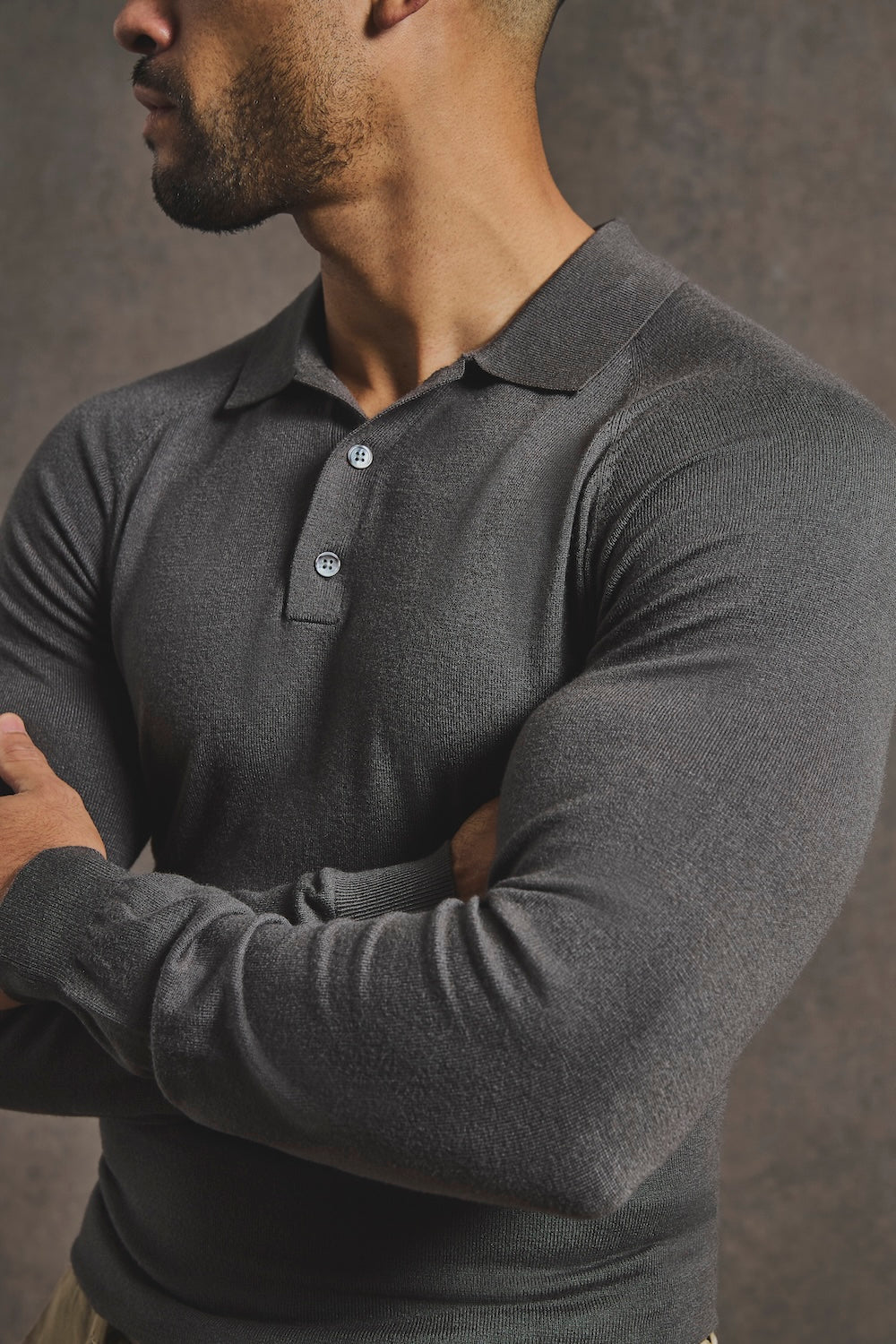 Knitted Polo Shirt in Mocha - TAILORED ATHLETE - USA