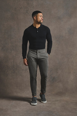 Knitted Polo Shirt in Black - TAILORED ATHLETE - USA