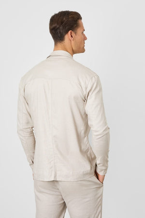 Linen Blend Pocket Overshirt in Stone - TAILORED ATHLETE - USA