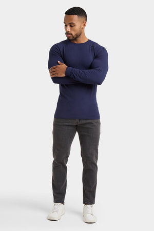 Athletic Fit Long Sleeve T-Shirt in Navy - TAILORED ATHLETE - USA