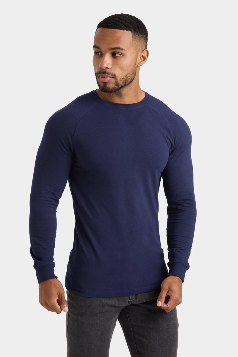 Athletic Fit Long Sleeve T-Shirt in Navy - TAILORED ATHLETE - USA