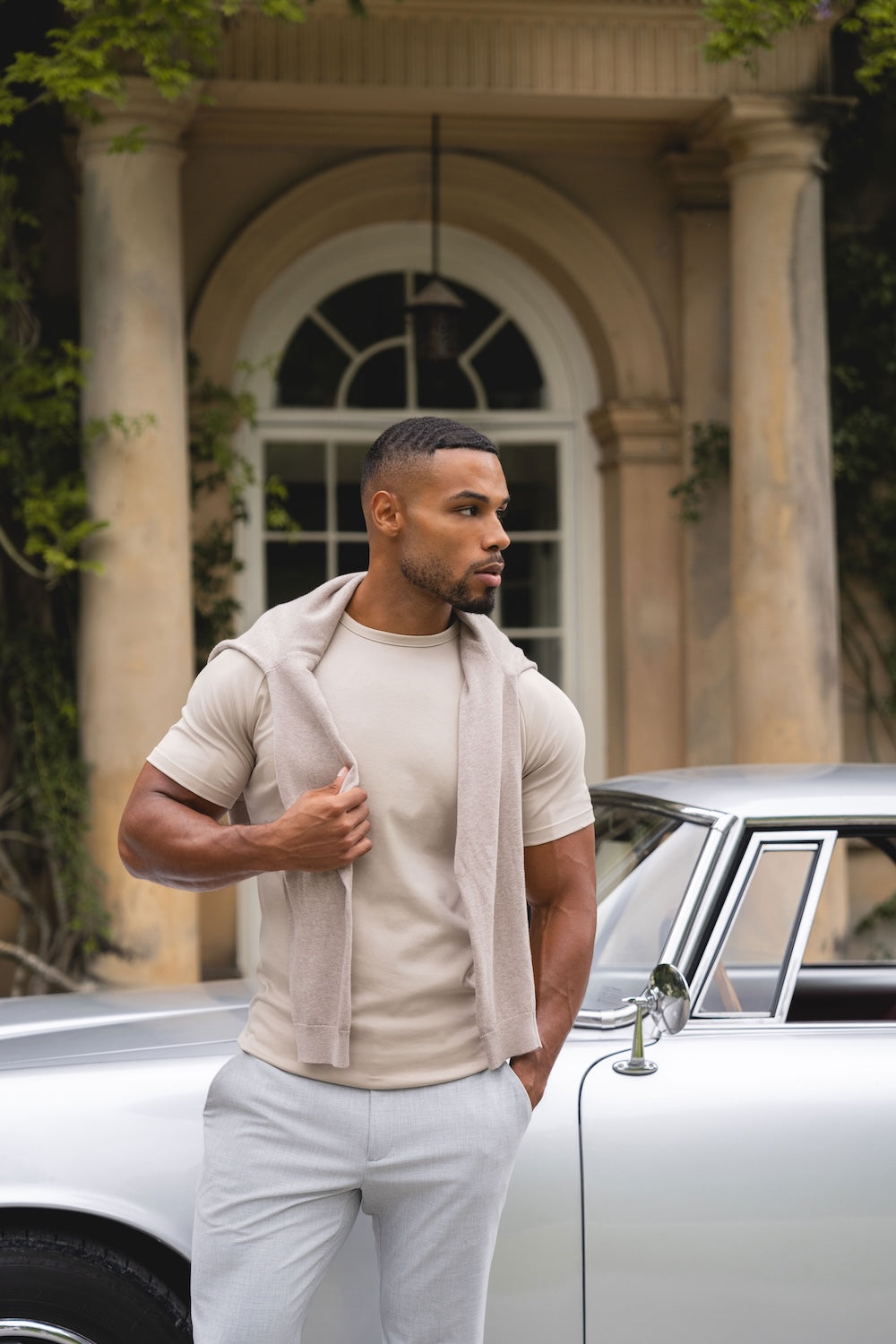 Mercerised Cotton T-Shirt in Stone - TAILORED ATHLETE - USA