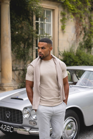 Mercerised Cotton T-Shirt in Stone - TAILORED ATHLETE - USA