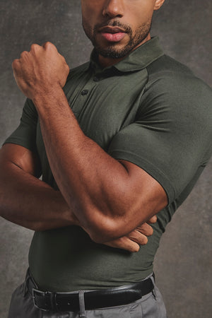 Athletic Fit Polo Shirt in Khaki - TAILORED ATHLETE - USA