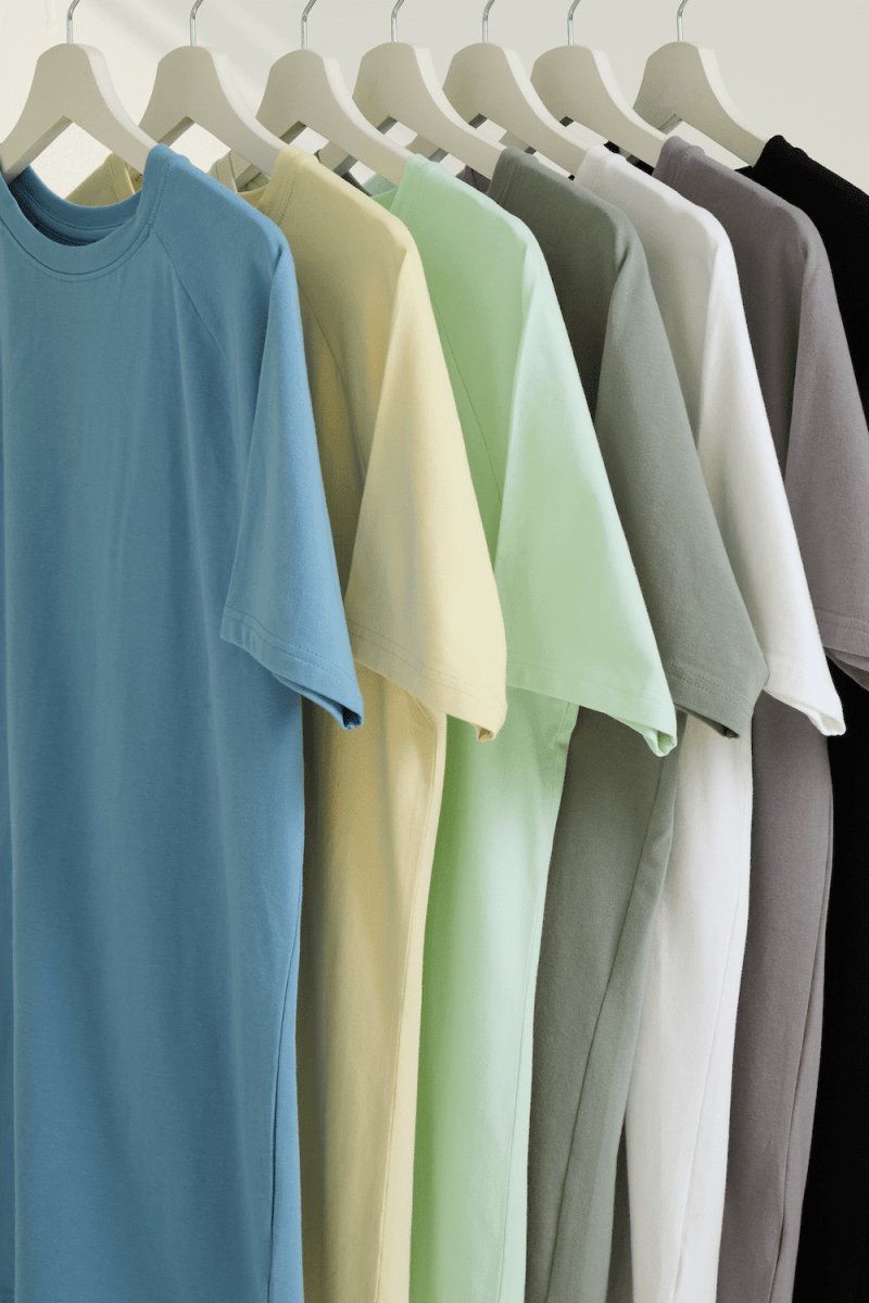 7 Pack Athletic Fit Crew Neck T-Shirt in Black/ Grey/ White/ Sage/ Mint/ Lemon/ Blue - TAILORED ATHLETE - USA