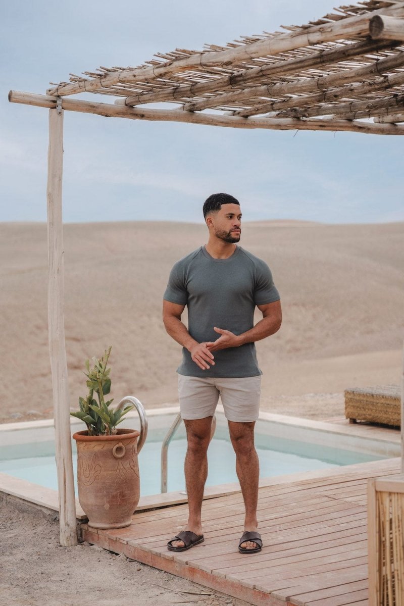 Knit Look T-Shirt in Khaki Grey - TAILORED ATHLETE - USA