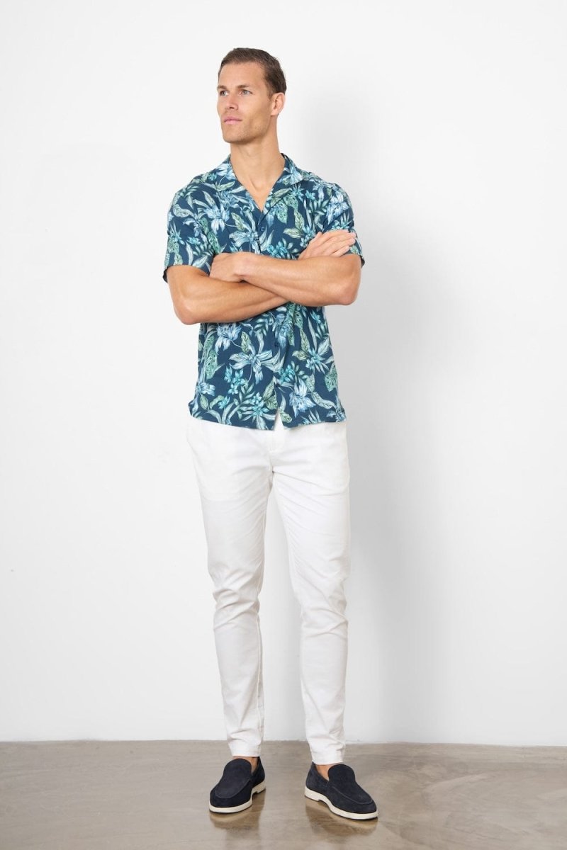 Printed Shirt in Multi Color Tropical Floral - TAILORED ATHLETE - USA