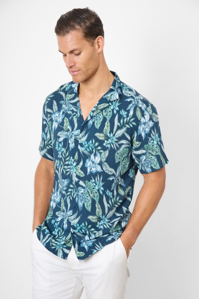 Printed Shirt in Multi Color Tropical Floral - TAILORED ATHLETE - USA