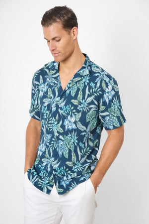 Printed Shirt in Multi Color Tropical Floral - TAILORED ATHLETE - USA