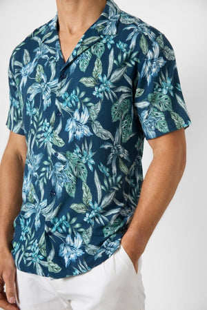 Printed Shirt in Multi Color Tropical Floral - TAILORED ATHLETE - USA