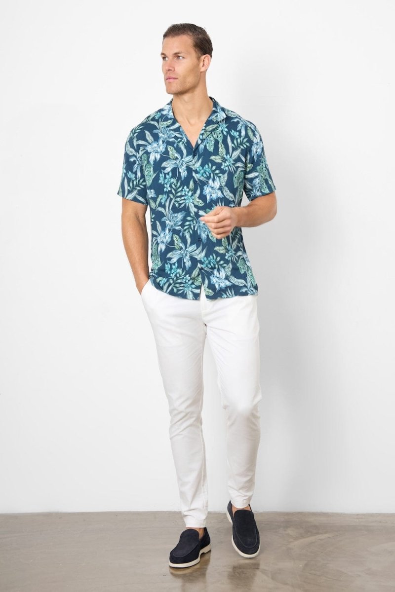 Printed Shirt in Multi Color Tropical Floral - TAILORED ATHLETE - USA