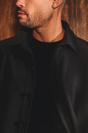 Melange Woven Shacket in Dark Charcoal - TAILORED ATHLETE - USA