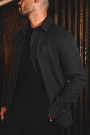 Melange Woven Shacket in Dark Charcoal - TAILORED ATHLETE - USA