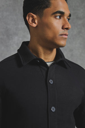 Melange Woven Shacket in Black - TAILORED ATHLETE - USA