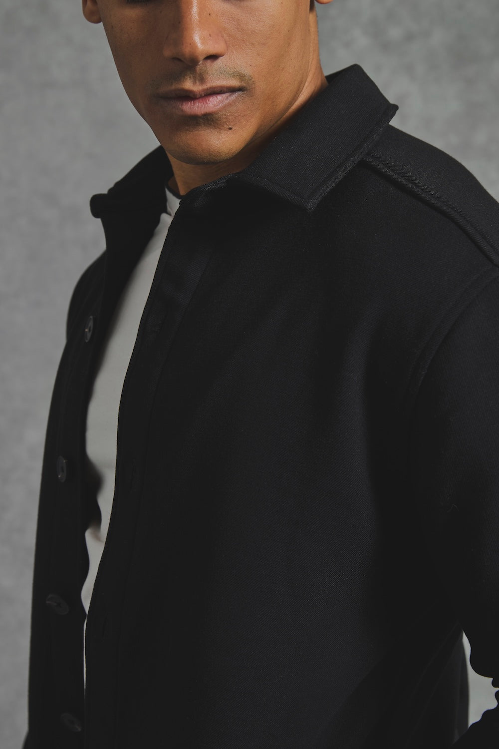 Melange Woven Shacket in Black - TAILORED ATHLETE - USA