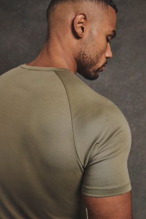 Mercerised Cotton T-Shirt in Khaki - TAILORED ATHLETE - USA