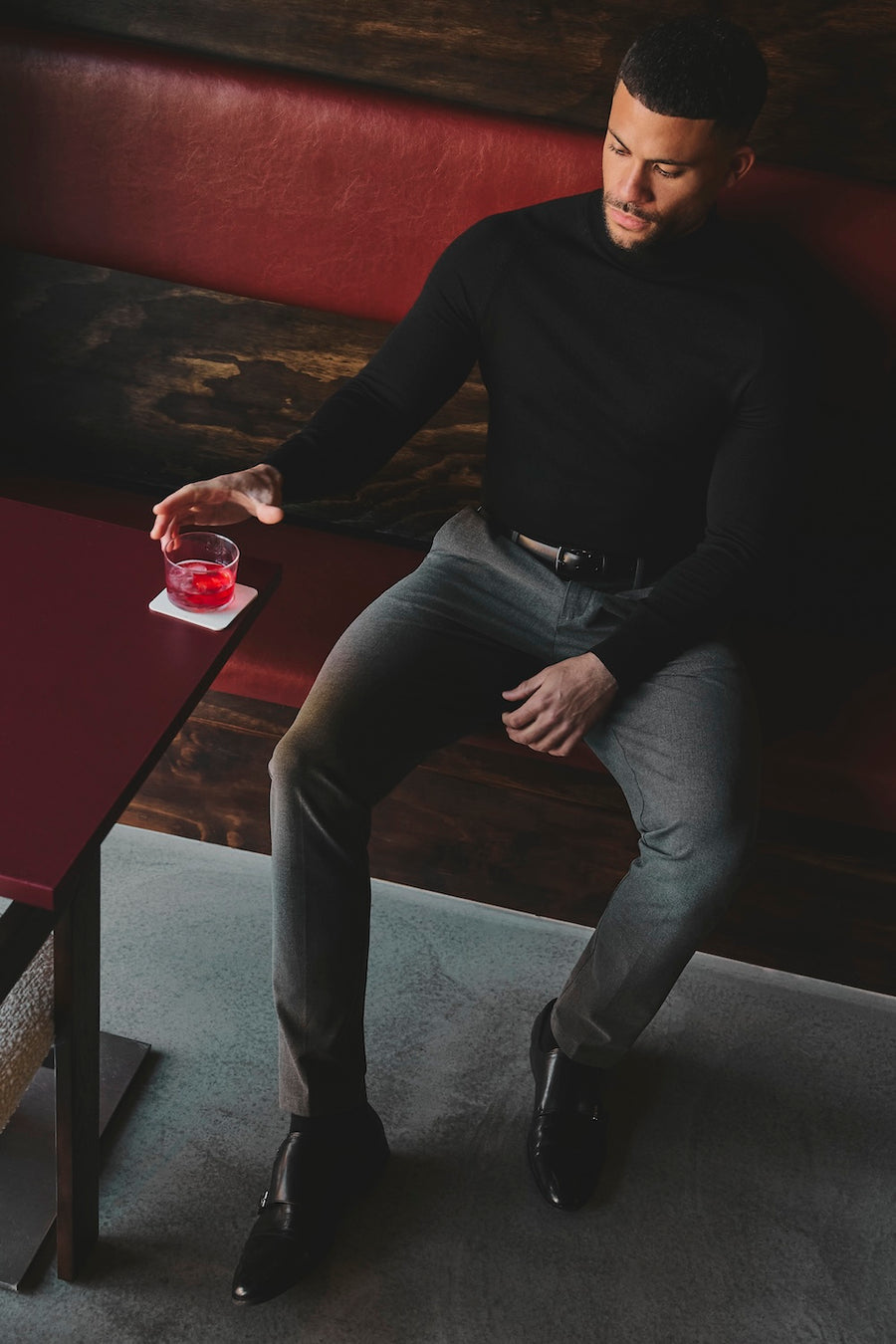 Extra Fine Merino Wool Roll Neck Sweater in Black - TAILORED ATHLETE - USA