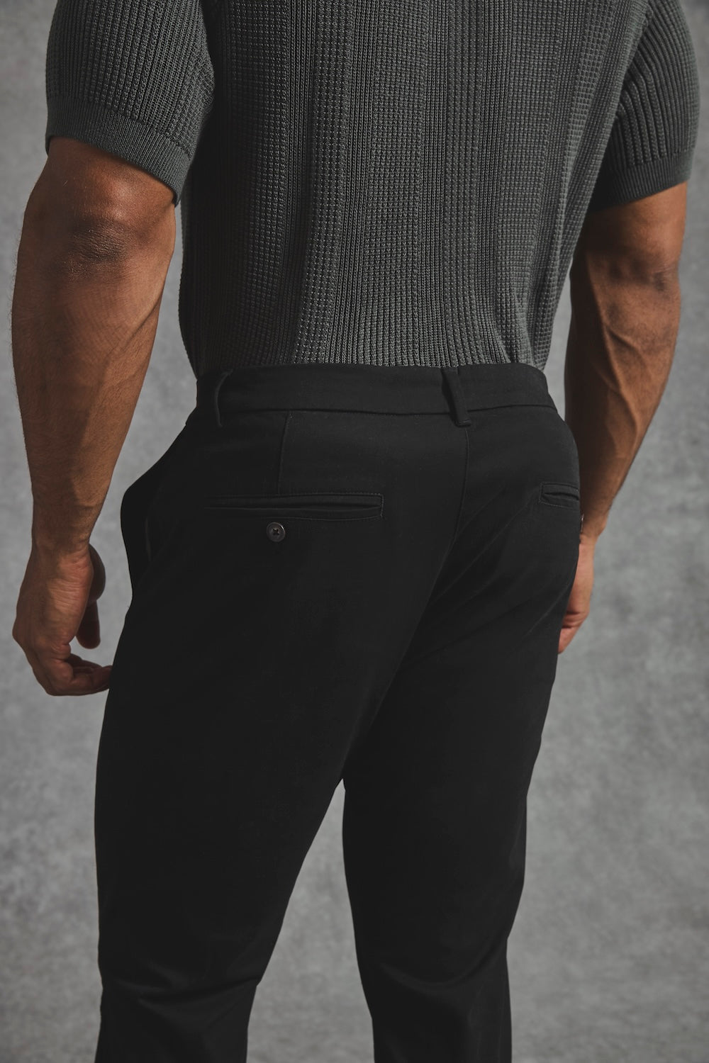 Athletic Fit Cotton Stretch Chino Pants in Black - TAILORED ATHLETE - USA
