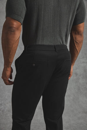 Athletic Fit Cotton Stretch Chino Pants in Black - TAILORED ATHLETE - USA