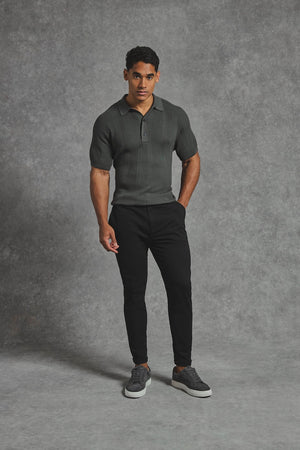 Athletic Fit Cotton Stretch Chino Pants in Black - TAILORED ATHLETE - USA