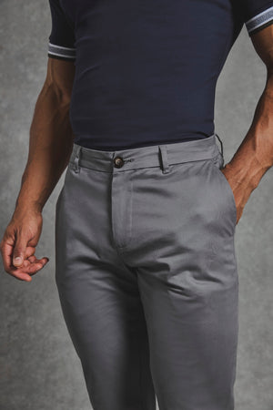 Athletic Fit Cotton Stretch Chino Pants in Dark Grey - TAILORED ATHLETE - USA