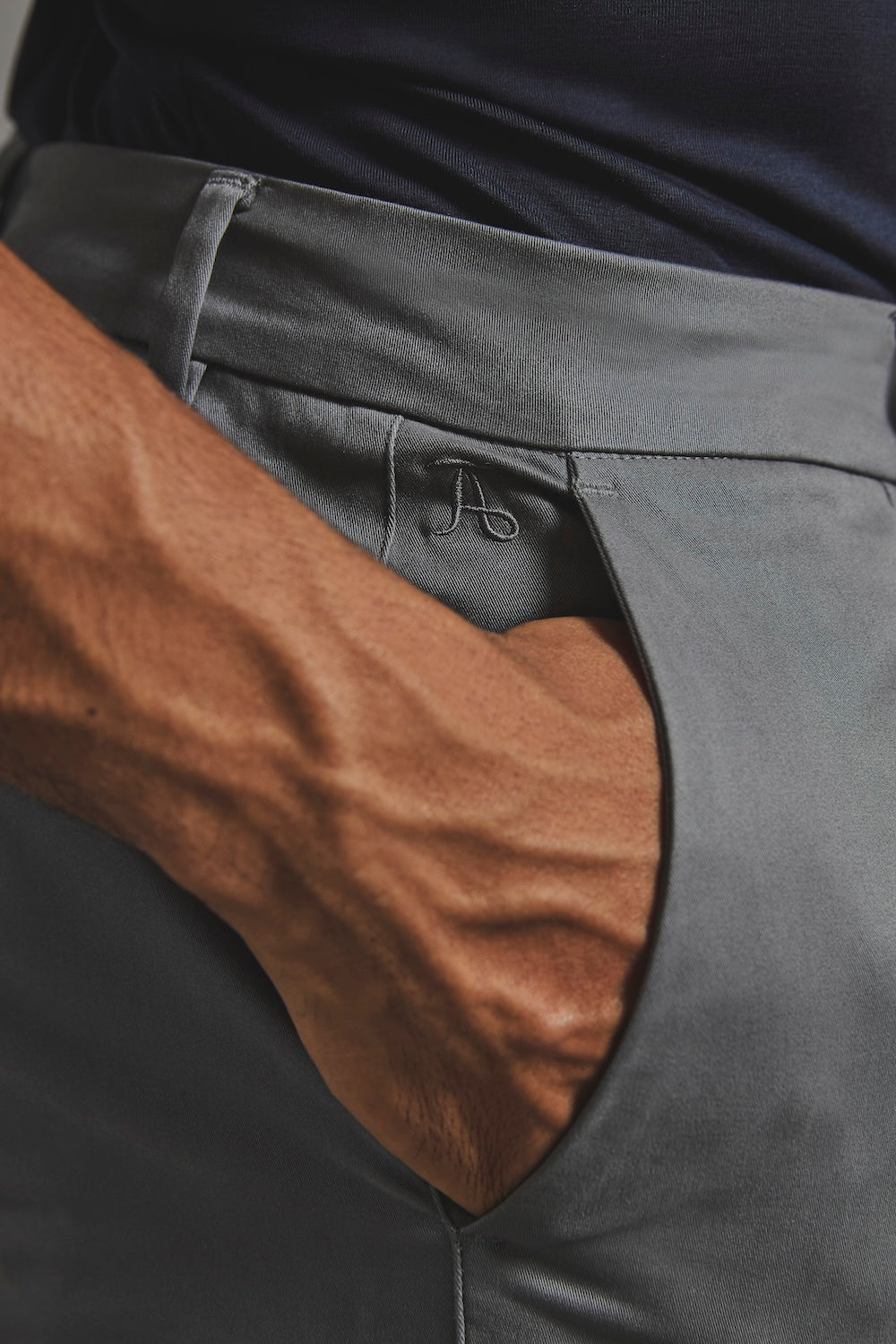 Athletic Fit Cotton Stretch Chino Pants in Dark Grey - TAILORED ATHLETE - USA