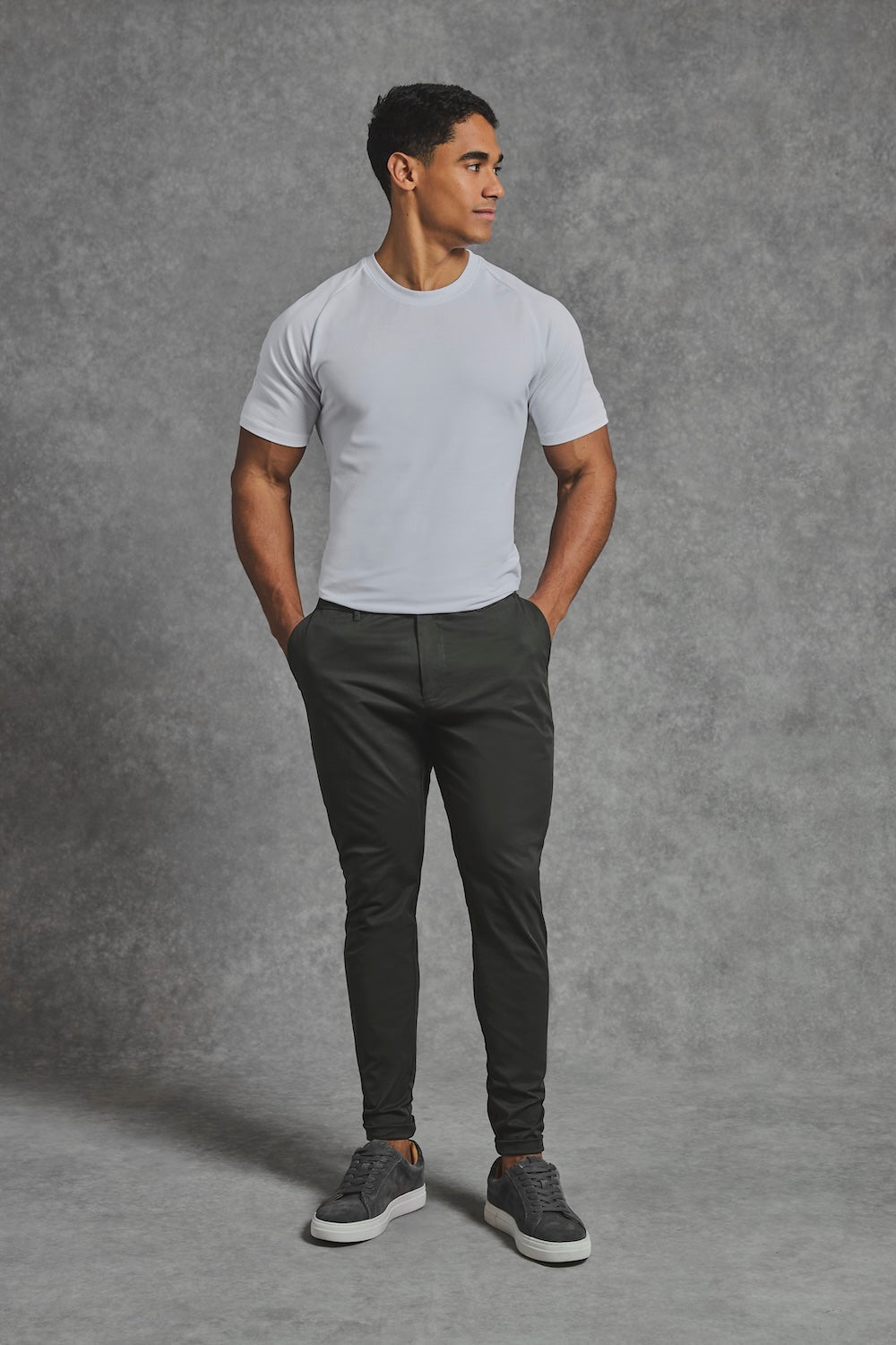 Athletic Fit Cotton Stretch Chino Pants in Dark Khaki - TAILORED ATHLETE - USA