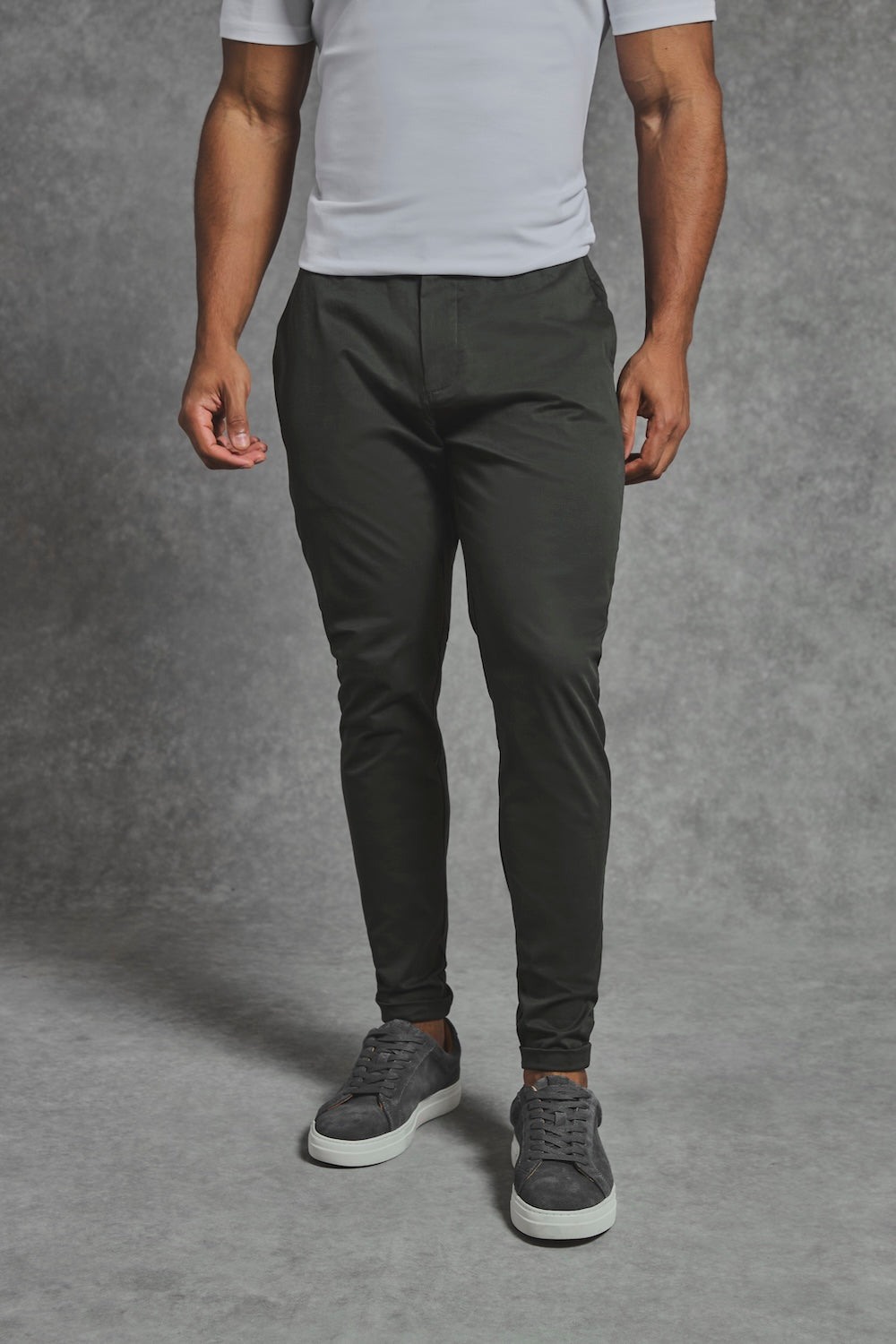 Athletic Fit Cotton Stretch Chino Pants in Dark Khaki - TAILORED ATHLETE - USA