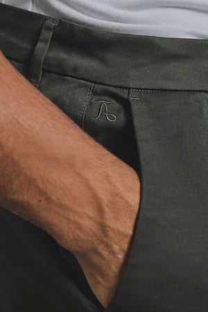Athletic Fit Cotton Stretch Chino Pants in Dark Khaki - TAILORED ATHLETE - USA
