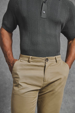 Athletic Fit Cotton Stretch Chino Pants in Dark Stone - TAILORED ATHLETE - USA