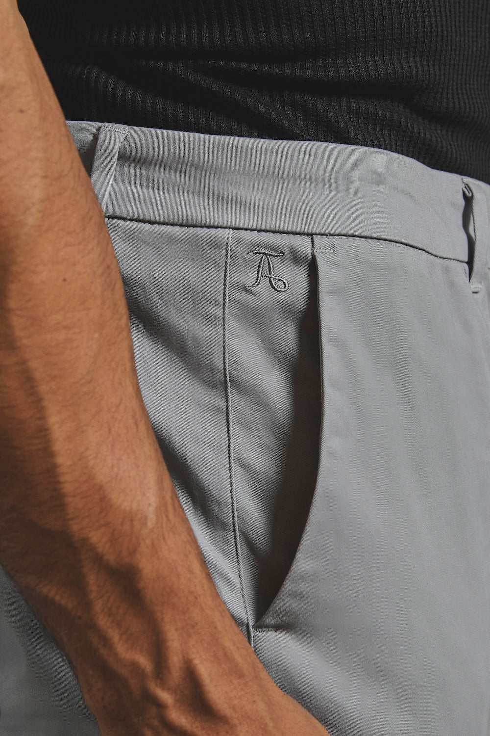 Athletic Fit Cotton Stretch Chino Pants in Pale Grey - TAILORED ATHLETE - USA