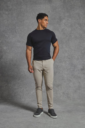 Athletic Fit Cotton Stretch Chino Pants in Stone - TAILORED ATHLETE - USA