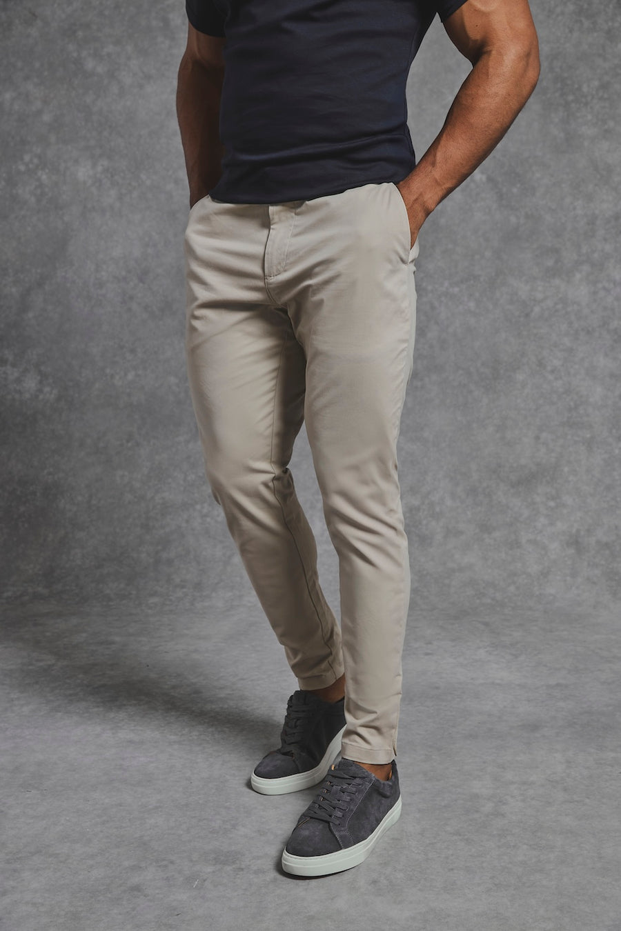 Athletic Fit Cotton Stretch Chino Pants in Stone - TAILORED ATHLETE - USA