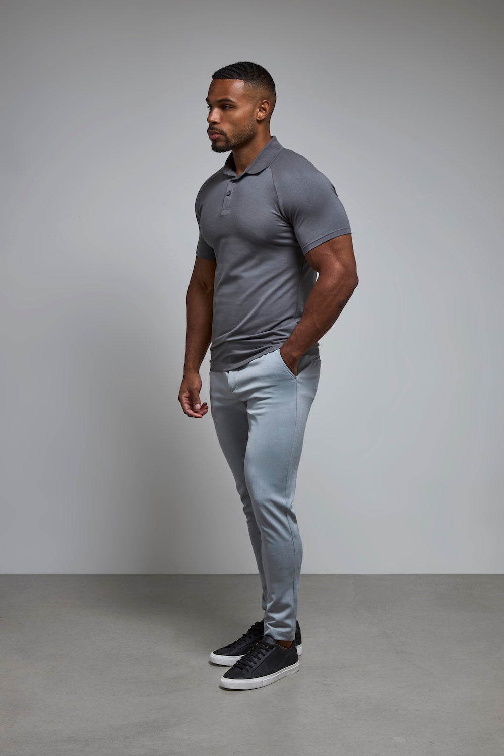 Athletic Fit Polo Shirt in Charcoal - TAILORED ATHLETE - USA